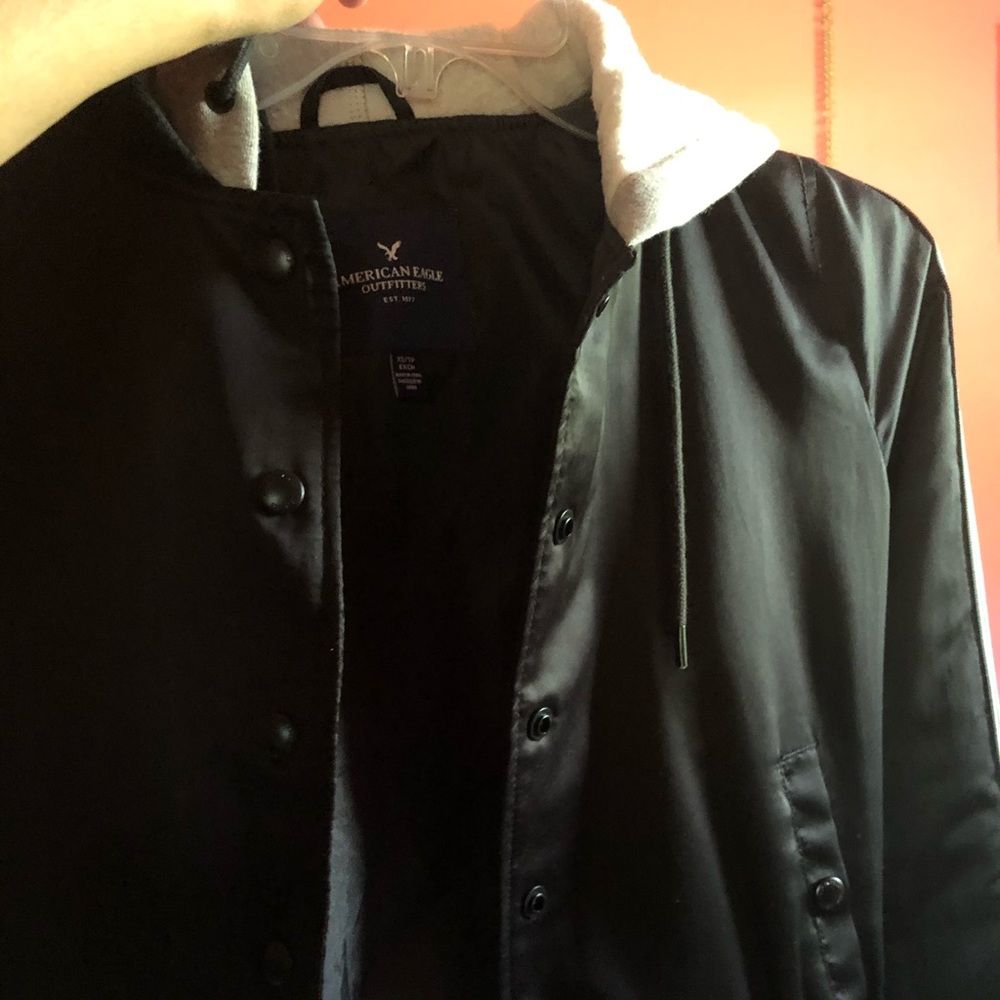 black and grey bomber jacket